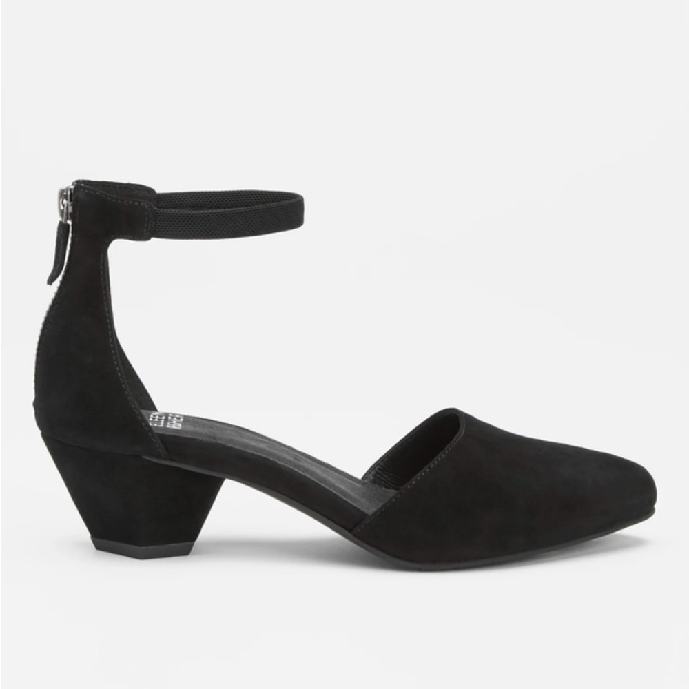 Eileen Fisher Black Just Suede Ankle-Strap Pump
